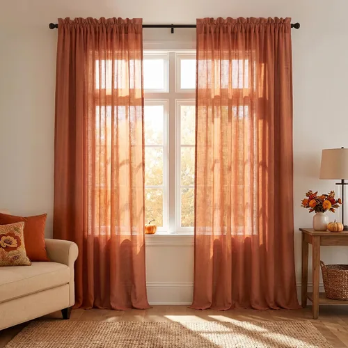 Vista 95 de Mrs.Naturall - Cortinas transparentes con bolsillo para barra de 36x63 pulgadas de lino mezclado negro
