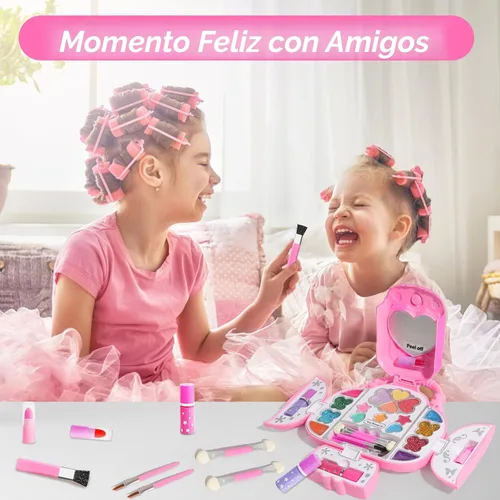 Vista 3 de Topsolid Kit de Maquillaje Infantil con Espejo - Juego de Maquillaje Lavable Real para Niñas de 5-8, Set de Cosméticos de Princesa, Regalos