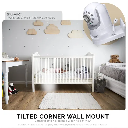 Vista 4 de Corner Mount Infant Optics DXR-8 & Pro - Estante adhesivo de pared, visión óptima, panorámica completa e inclinación, fácil instalación, sin