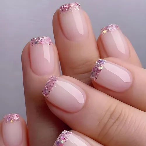 Vista 12 de Uñas postizas cortas cuadradas MABKJLF, uñas francesas falsas con gradiente, uñas de cobertura completa, flores blancas, uñas falsas con diseños