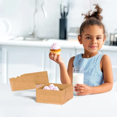 Vista 7 de Paquete de 20 cajas de galletas para regalo, cajas de panadería de 6 x 6 x 3 pulgadas con ventana, recipientes pequeños extragruesos para galletas