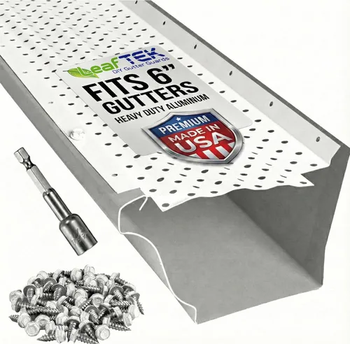 Vista 12 de LeafTek - Protectores de canalón para hojas, 5 x 100 pies, color negro, sistema de cubierta de canalón de aluminio de alta resistencia con cresta