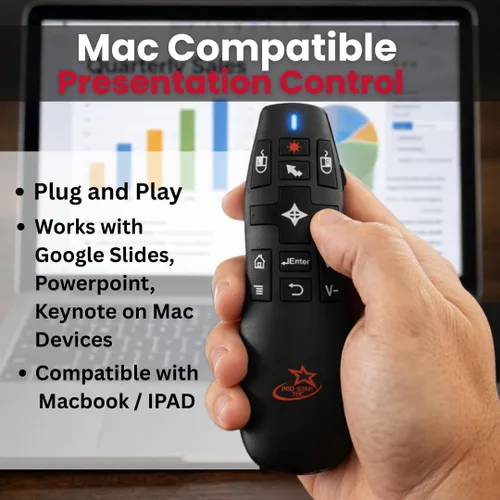 Vista 3 de PR-820 Clicker de Presentación Inalámbrico con Puntero Láser, Clicker de PowerPoint con Ratón en el Aire, Control Remoto para Diapositivas, Google