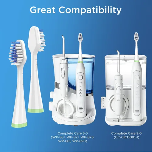 Vista 4 de Cabezales de repuesto para cepillo de dientes Waterpik Complete Care 5.0/9.0 (CC-01/WP-861), STRB-4WW, (paquete de 4, blanco)