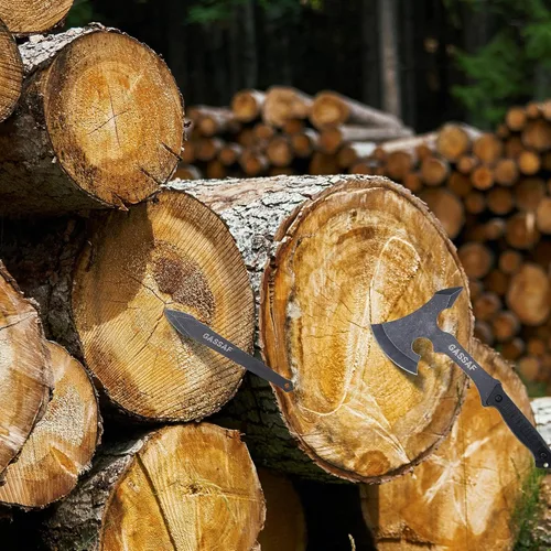 Vista 7 de GasSaf Juego de cuchillos para lanzar hacha Tomahawk de acero inoxidable y cuchillo de lanzamiento bien equilibrado de acero inoxidable, funda