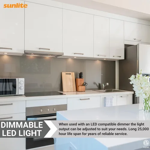 Vista 5 de Sunlite Bombilla LED PAR16 regulable, de cuello corto, empotrable, 7 vatios, (reemplazo halógeno de 50 W) 500 lúmenes, base E26 media, certificación