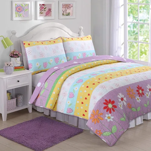 Vista 14 de Cozy Line Home Fashions Juego de colcha reversible de microfibra rosa para niñas (mariposas, tamaño individual, 2 piezas)