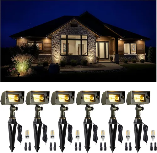 Vista 16 de Gardenreet Luz de Inundación de Latón Sólido - Luz de Lavado de Pared LED de Bajo Voltaje, 12V Impermeable para Exterior con Conexión Directa