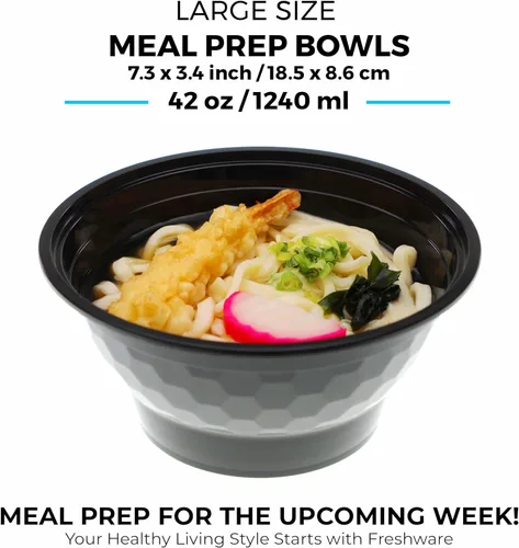 Vista 4 de Freshware Contenedores de preparación de comidas [paquete de 10] Caja Bento, recipientes de almacenamiento de alimentos, cuencos de plástico