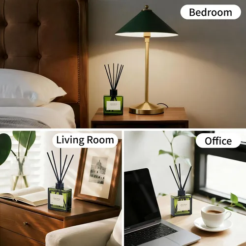Vista 7 de Reed Diffuser, 4 oz Citrus Grove Scent Diffuser with 10 Sticks, 90 Days Long Lasting Reed diffusers for Home, Elegant Fragrance for Bathroom Bedroom