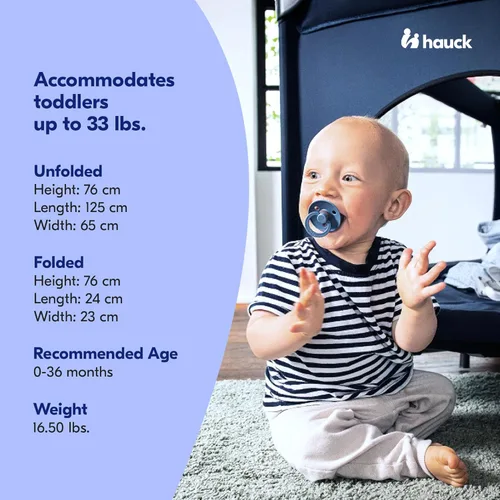 Vista 5 de Hauck Cuna de viaje plegable para bebés y niños pequeños y parque portátil, Dream N Play Plus, gris