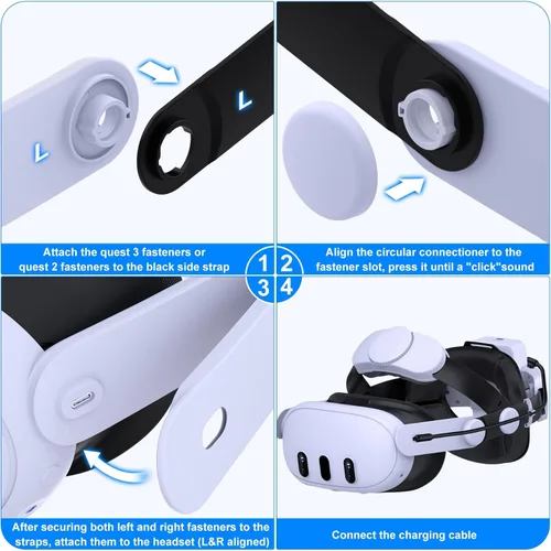 Vista 8 de Battery Head Strap 15000mAh for Meta Quest 32,Elite Starp Replacement Extend Playtime for Oculus Quest 32 with Rechargeable Battery 2 Pack,Charging