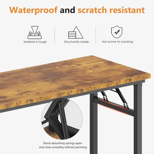 Vista 90 de DlandHome Escritorio plegable pequeño de 31.5 pulgadas, escritorio de computadora para oficina en casa, mesa plegable para espacios pequeños,