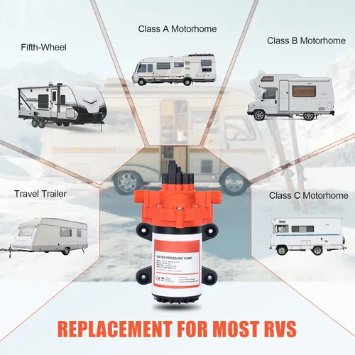 Vista 8 de Bomba de agua DC de 12 V RV 3.5GPM 45PSI, bomba de presión de agua de 12 voltios bajo demanda con interruptor de presión, bomba de diafragma