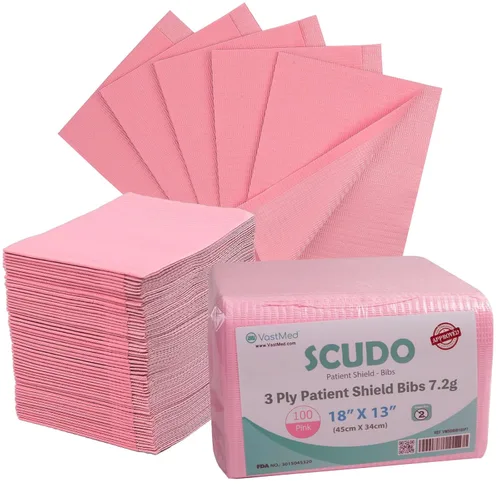 Vista 9 de 250 soportes desechables para baberos Correas flexibles y ligeras para el cuello para babero dental Servilletero de papel con extremos