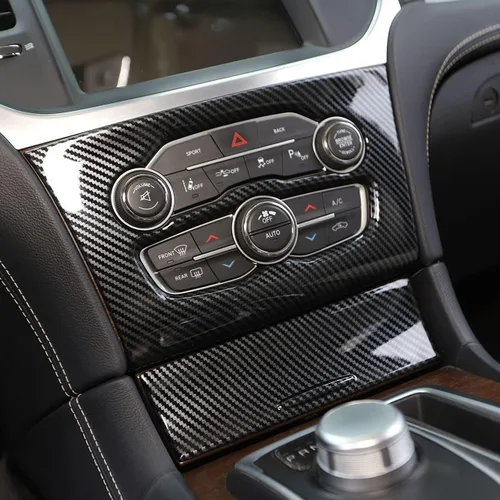 Vista 3 de crosselec Cubierta de panel de aire acondicionado con control central de fibra de carbono para Chrysler 300 2015-2021