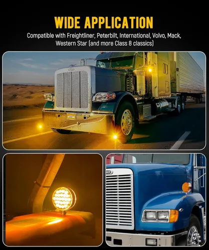 Vista 7 de Partsam 2 luces redondas de doble cara ámbar de 48 LED para guardabarros de pedestal trasero, luces de estacionamiento para montaje en poste, luces