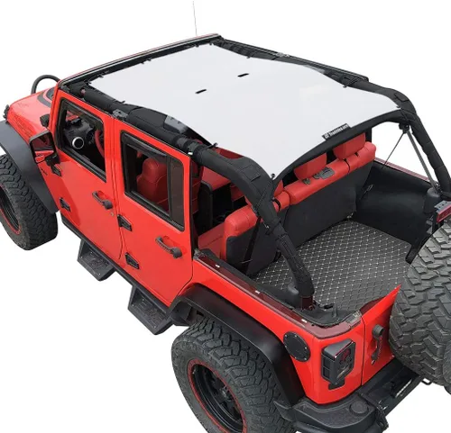 Vista 24 de Shadeidea - Parasol para vehículo Jeep Wrangler JK (2007-2018) de 2 puertas, delantero y trasero, pantalla de malla color negro, cubierta