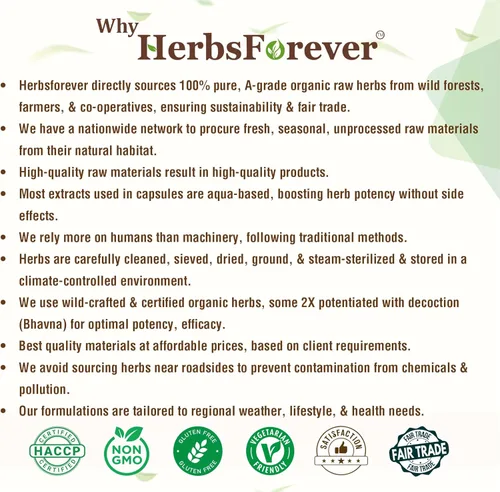 Vista 8 de Herbsforever Triphala Cápsulas Extracto Ratio (8:1) 40% Amla, Haritaki & Bibhitaki para desintoxicación, limpieza y rejuvenecimiento diarios* 60
