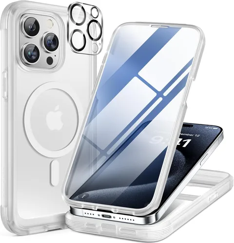 Vista 208 de Miracase Glass Series - Funda para iPhone 11 de 6.1 pulgadas, funda resistente de cuerpo completo mejorado con protector de pantalla de vidrio Negro