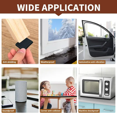 Vista 8 de Yotache - 2 rollos de cinta adhesiva de espuma de 1" de ancho x 1/8" de grosor, burlete de neopreno de alta densidad para aislamiento de puertas