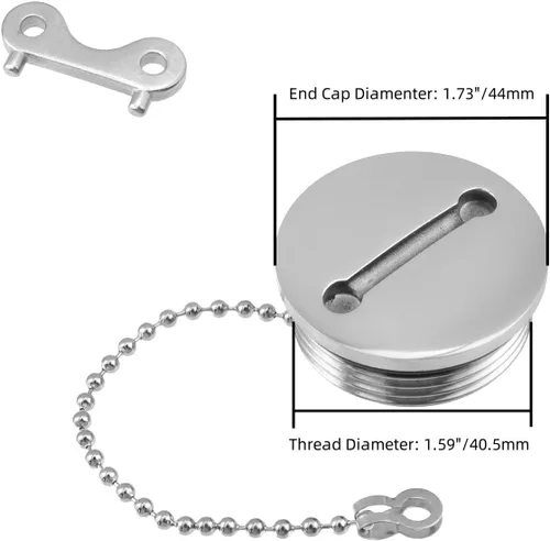 Vista 2 de Tapa de tanque de combustible para barco, cubierta de combustible marino con cadena y llave, tapa de repuesto para llenado de cubierta de acero