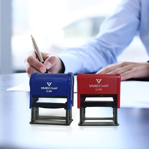 Vista 4 de Vivid Stamp Sello de goma autoentintado para negocios de inspección pendiente (tinta negra) - Q-200