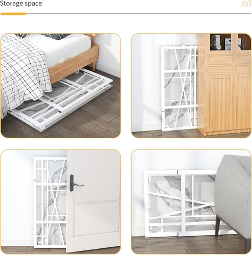 Vista 142 de Escritorio plegable de 47 pulgadas, no requiere montaje, mesa de oficina en casa, escritorio de campamento para computadora de juegos, color beige