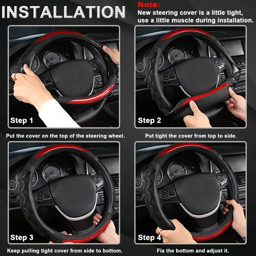 Vista 6 de Cubierta de volante GIANT PANDA para GMC Sierra Acadia Terrain Yukon (3D Honeycomb-Negro-Tamaño estándar)