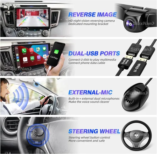 Vista 5 de Para RAV4 Actualización Android Radio Pantalla Táctil Compatible con Carplay Android Auto, Coche Estéreo Bluetooth Navegación Media Player GPS WiFi