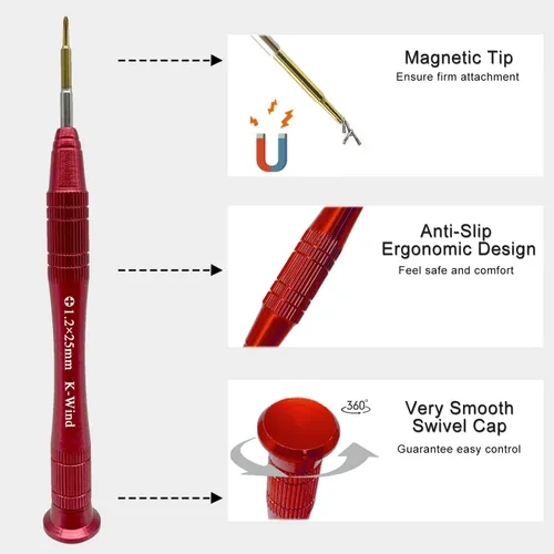 Vista 3 de Destornillador de precisión Phillips de 0.047 in, compatible con dispositivos electrónicos pequeños, portátiles, mesas, gafas, teléfono, reloj