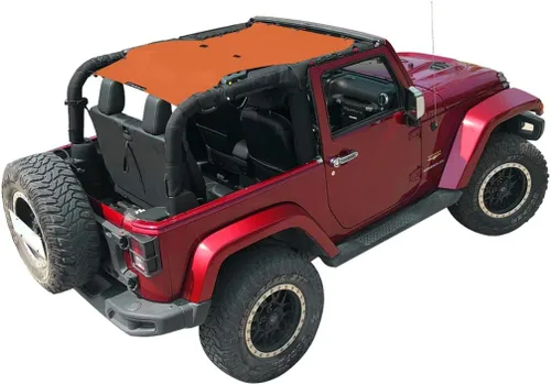 Vista 53 de Shadeidea - Parasol para vehículo Jeep Wrangler JK (2007-2018) de 2 puertas, delantero y trasero, pantalla de malla color negro, cubierta