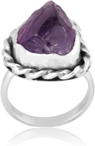 Vista 21 de Anillo trenzado de plata esterlina 925 con piedras preciosas crudas para mujer, joyería hecha a mano