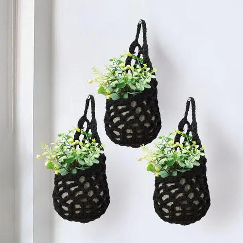 Vista 10 de Paquete de 2 Maceteros de Pared para Plantas de Interior, Colgador de Plantas de Macramé Macetero de Pared, Colgador de Plantas, Macetero Colgante
