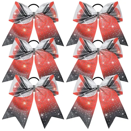 Vista 9 de DEEKA 6 piezas de lazos grandes para el cabello de 8 pulgadas con brillo negro completo, strass brillantes multicolores, lazos para el cabello