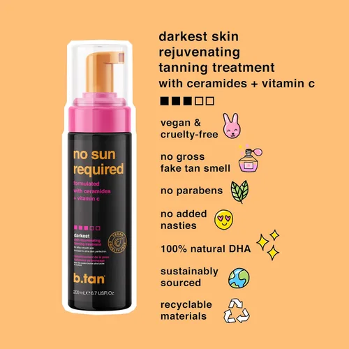 Vista 3 de b.tan Mousse autobronceador oscuro No requiere sol – El mejor, 1 hora expreso, oscuro, rejuvenecedor tratamiento de bronceado sin sol