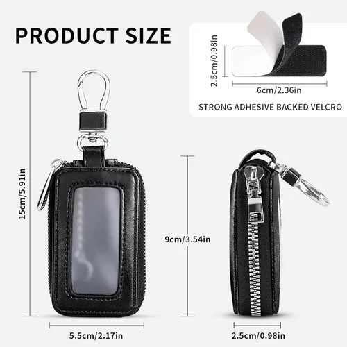 Vista 2 de vvag Funda Premium para Llave de Coche de Cuero Genuino Soporte para Llave Inteligente de Coche Bolsa de Llavero Remoto Universal