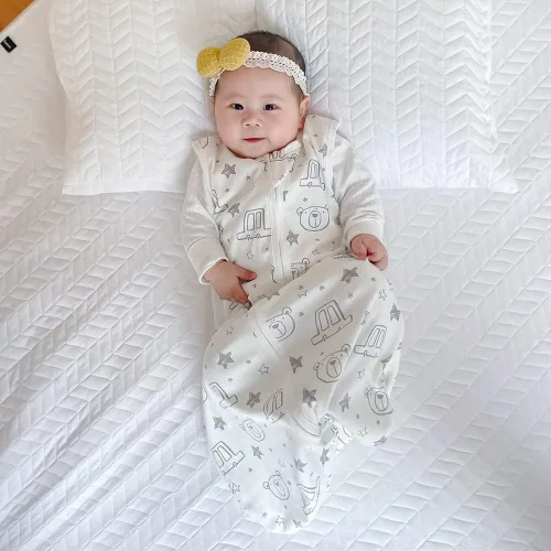 Vista 5 de HOUSABY - Manta de algodón para bebé, saco de dormir de algodón para verano, 1 saco de dormir unisex para niños pequeños, 0.5 TOG con cremallera