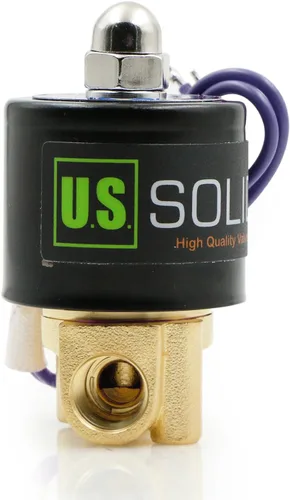 Vista 2 de NPT válvula solenoide eléctrica de metal de 1/4 pulgadas, 12VDC normalmente cerrada VITON (rosca de tubería estándar EE. UU.). Metal macizo