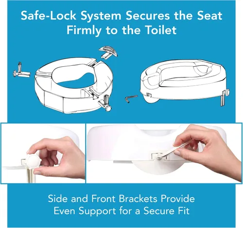 Vista 3 de Carex Asiento de inodoro elevado con apertura extra ancha, elevador de asiento de inodoro y asiento de inodoro para discapacitados, blanco, 1 unidad
