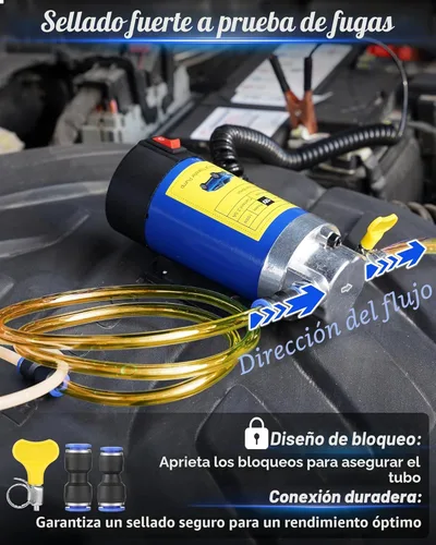 Vista 4 de Bomba de aceite 12V 100W, bomba extractora de aceite para cambio de aceite del motor, bomba eléctrica de transferencia de fluidos para aceite