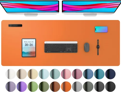 Vista 204 de Aothia - Protector de escritorio de cuero sintético, base para mouse y cubierta antideslizante, superficie impermeable para laptop y escritura