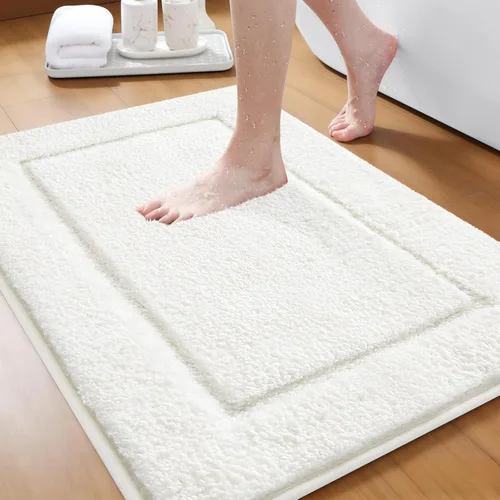 Vista 12 de Alfombras de baño de 24 x 17 pulgadas, microfibra extra suave y absorbente, parte trasera antideslizante, secado rápido, lavable a máquina, tapetes