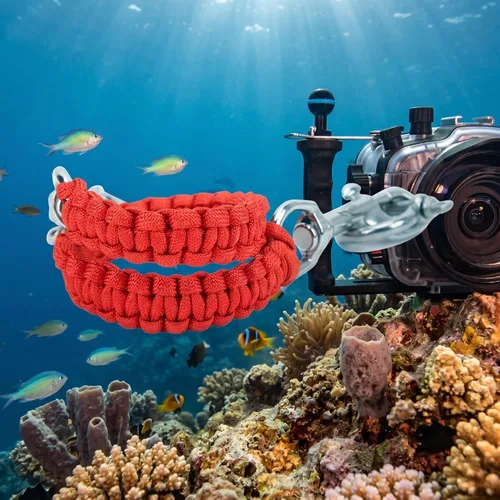Vista 4 de VGEBY Cordón para cámara de buceo, 360 grados retráctil de rotación flexible para cámara, cordón de transporte, accesorios de buceo (rojo) Carcasa