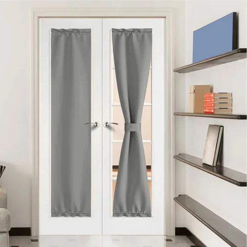 Vista 193 de NICETOWN Cortinas 100% opacas para puerta francesa, cortinas de privacidad para ventana, persianas de oscurecimiento de habitación de 25 x 64