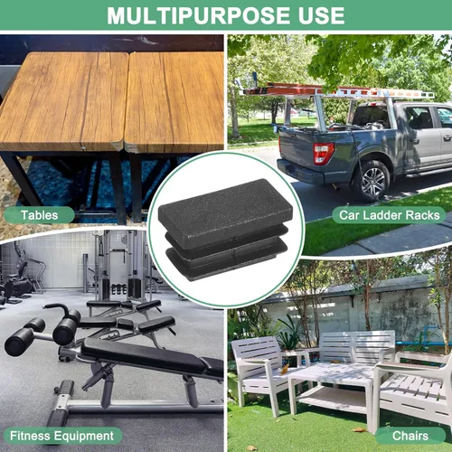 Vista 6 de M METERXITY Paquete de 20 tapas de extremo de tubo, tapones rectangulares de plástico de 1 x 1/2 pulgadas para patas de silla, taburete