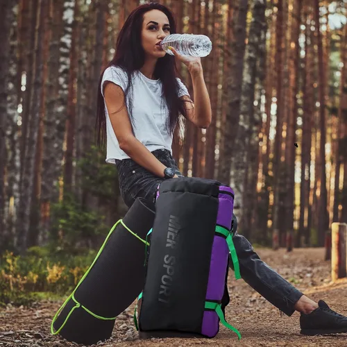 Vista 6 de MIER Mochila grande de lona deportiva para gimnasio con compartimento para zapatos, resistente y resistente al agua