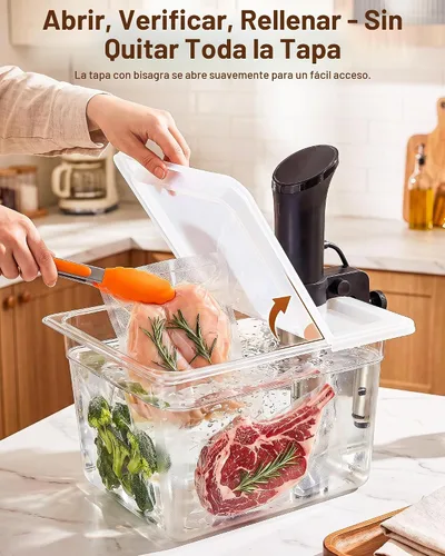 Vista 6 de EVERIE Sous Vide - Contenedor compatible con ANOVA Nano, Contenedor con tapa y estante