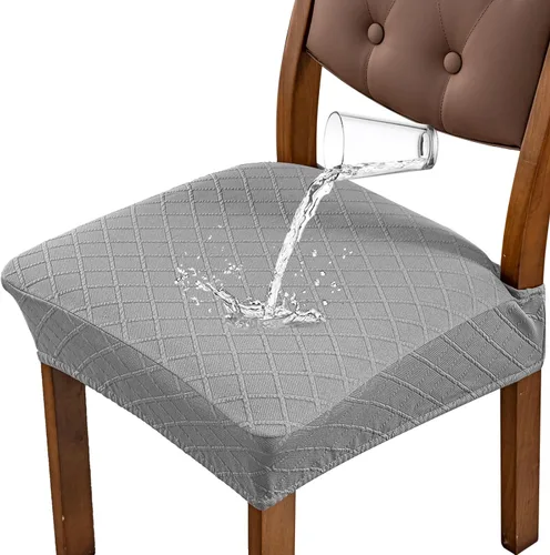 Vista 18 de Genina Fundas de asiento impermeables para sillas de comedor, fundas para sillas de comedor y cocina (beige, 2 piezas)