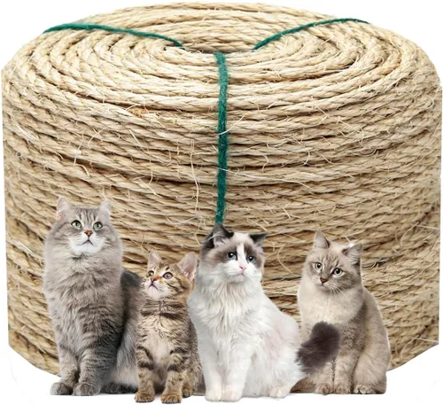 Vista 10 de Cuerda de Sisal Verde, 1/4 Pulgada, 32 Pies, para Rascador de Gatos, Cordel de Cáñamo DIY, 6mm, 10m